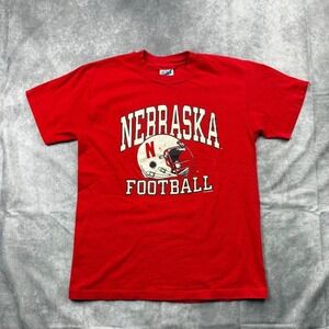 Vintage Hanes Beefy-T Nebraska Football T-Shirt Red USA Made Large Women
